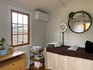 home beauty salon with bed and storage