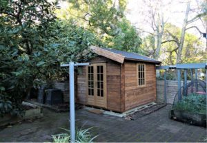 cheap timber garden shed built on a concrete pad