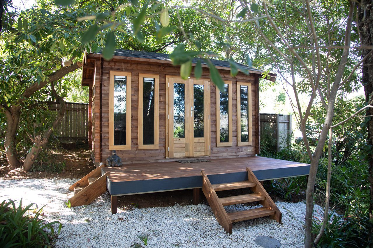 home gym in a relocatable backyard pod