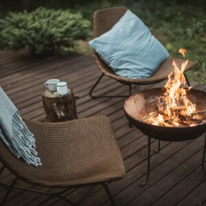 firepit on a timber deck